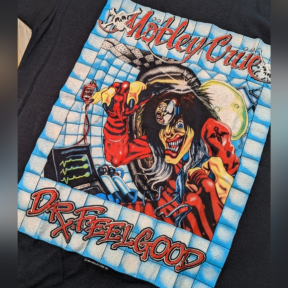 Vintage 80's Motley Crue Dr. Feelgood ROCK Concert T Shirt Size Large SSI Tag - Picture 3 of 8